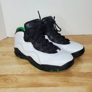 Nike Air Jordan 10 Retro Seattle Size 7 Youth 310806-137 White Black Green
